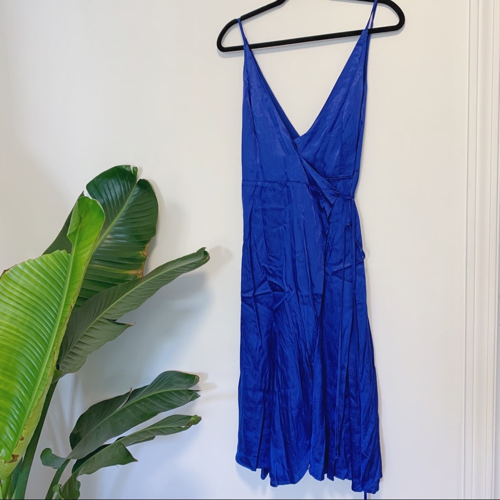 Electric blue midi wrap dress